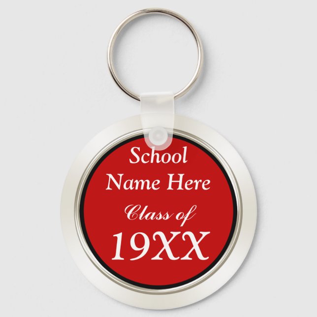 Your School Name, Year, Colours Class Reunion Gift Keychain (Front)