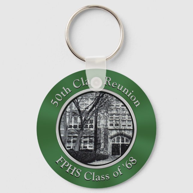 Your School Photo and Text Class Reunion Keychains (Front)