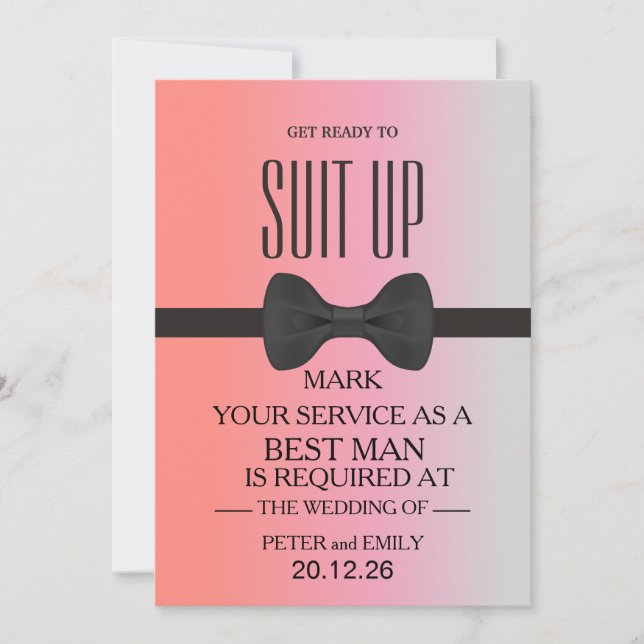 Your Service as a Best Man Invitation (Front)