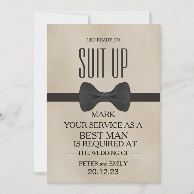 Your Service as a Best Man Invitation (Front)