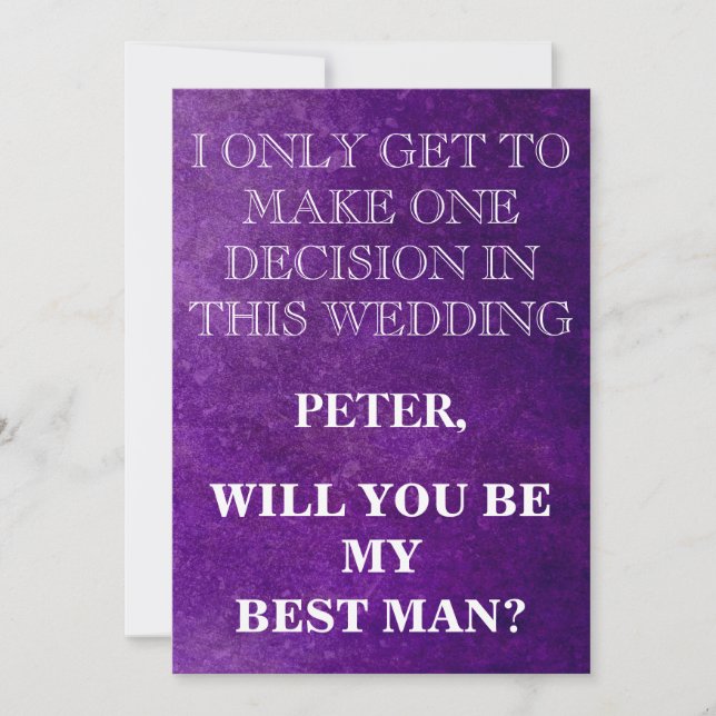 Your Service as a Best Man Request Invitation (Front)