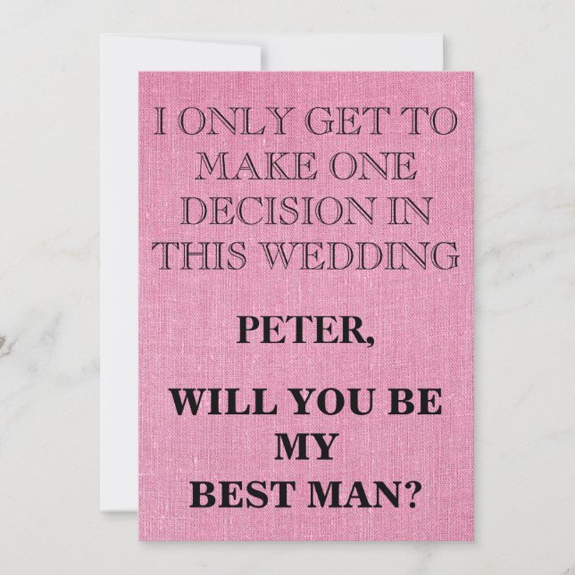 Your Service as a Best Man Request Invitation (Front)
