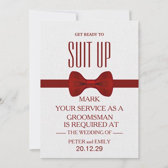Your Service as a Groomsman Invitation (Front)