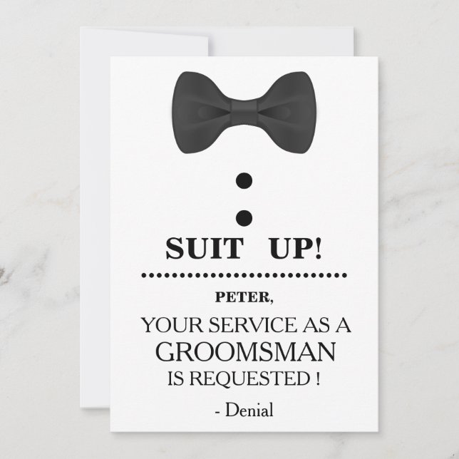 Your Service as a Groomsman Request Invitation (Front)