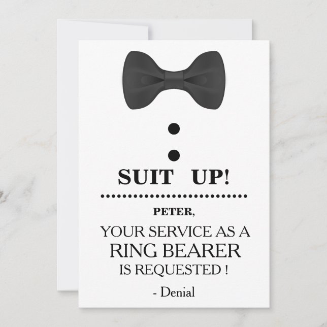 Your Service as a Ring Bearer Request Invitation (Front)