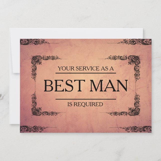 Your Service Is Requested as Best Man Groomsman In Invitation (Front)