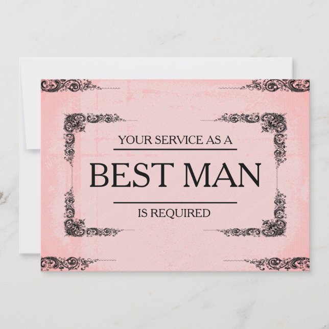 Your Service Is Requested as Best Man Groomsman In Invitation (Front)