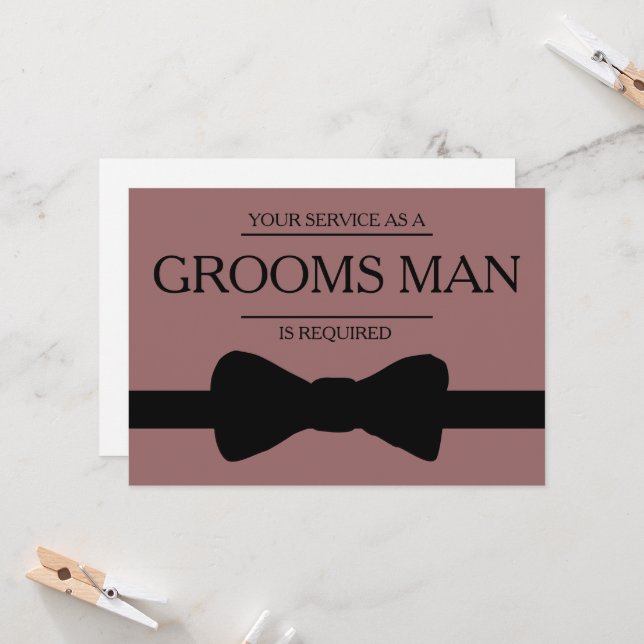 Your Service Is Requested as Best Man Groomsman In Invitation (Front/Back In Situ)