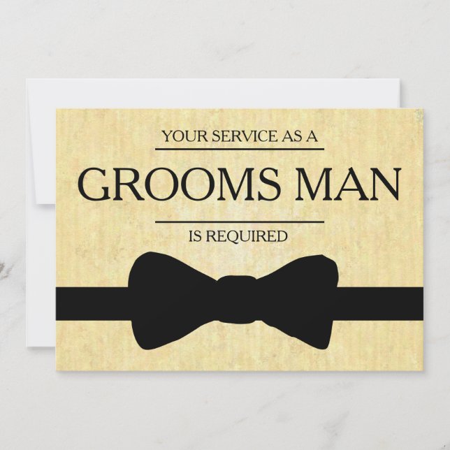 Your Service Is Requested as Best Man Groomsman In Invitation (Front)