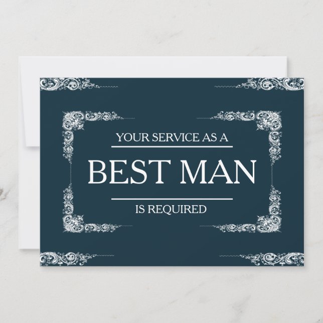 Your Service Is Requested as Best Man Groomsman In Invitation (Front)