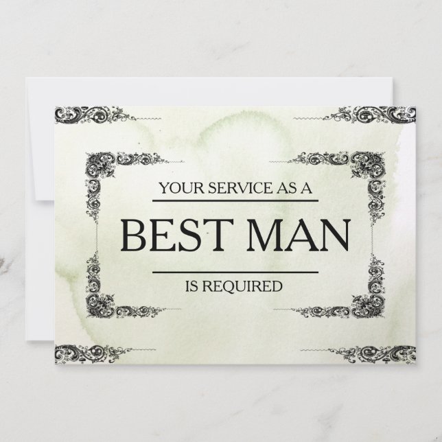 Your Service Is Requested as Best Man Groomsman Invitation (Front)