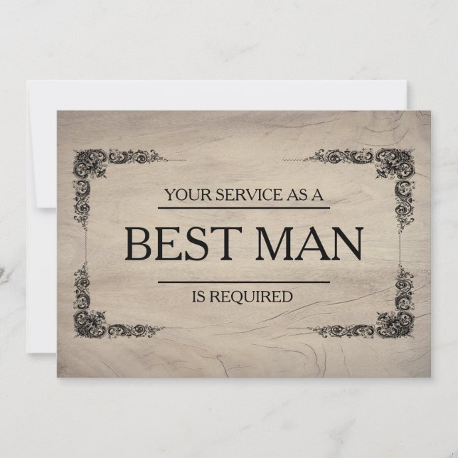 Your Service Is Requested as Best Man Groomsman Invitation (Front)