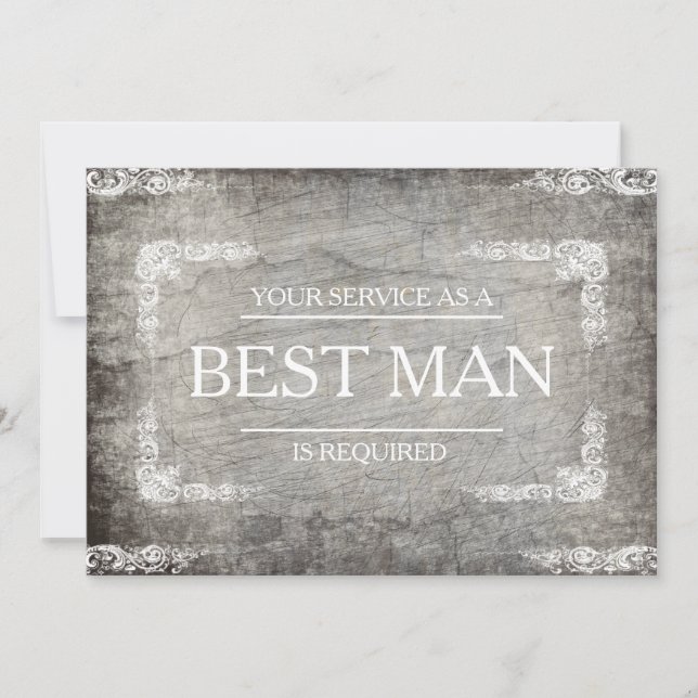 Your Service Is Requested as Best Man Groomsman Invitation (Front)