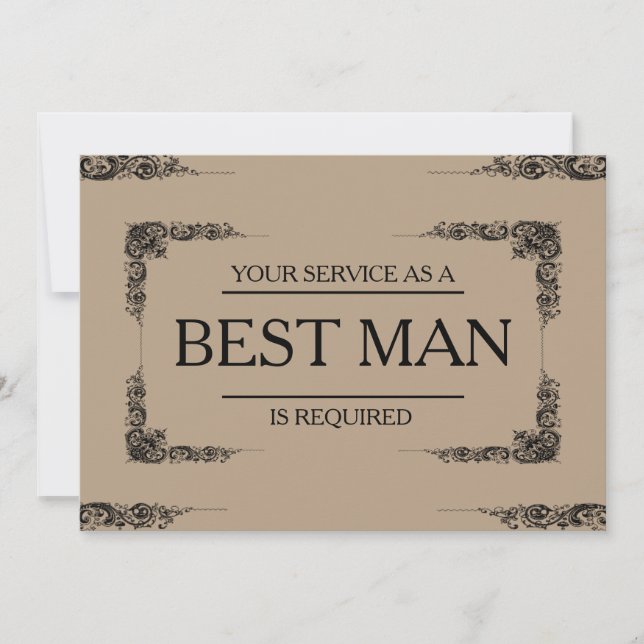 Your Service Is Requested as Best Man Groomsman Invitation (Front)
