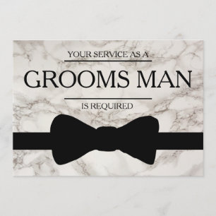 Your Service Is Requested as Bestman Marble back Invitation