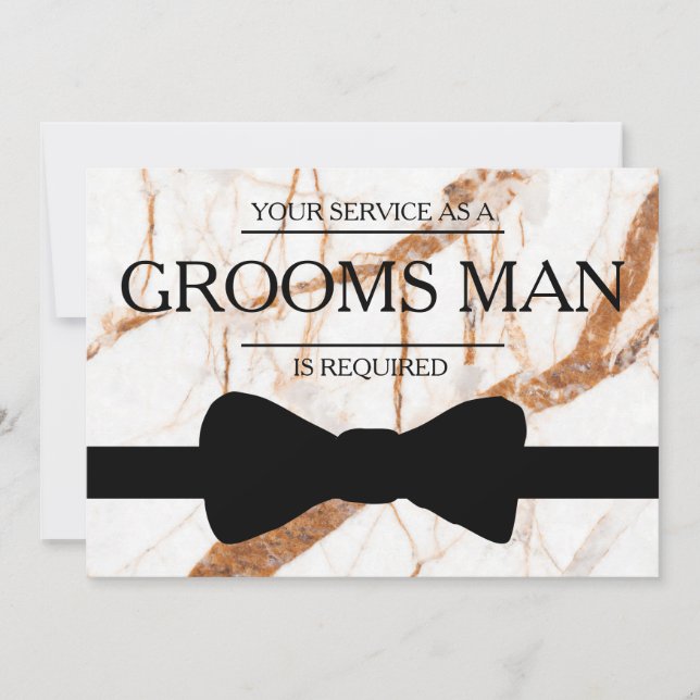 Your Service Is Requested as Bestman Marble back Invitation (Front)