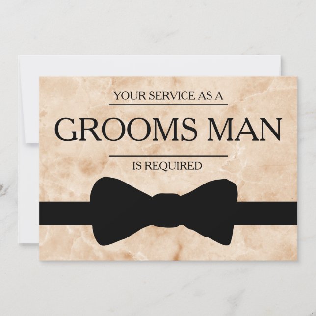Your Service Is Requested as Bestman Marble back Invitation (Front)