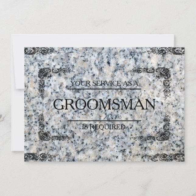 Your Service Is Requested as Groomsman Granite Invitation (Front)