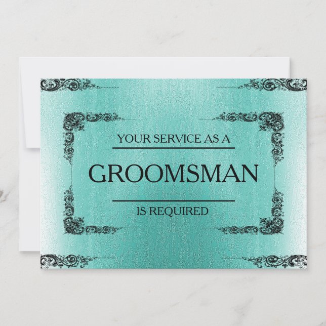 Your Service Is Requested as Groomsman Green Blur Invitation (Front)
