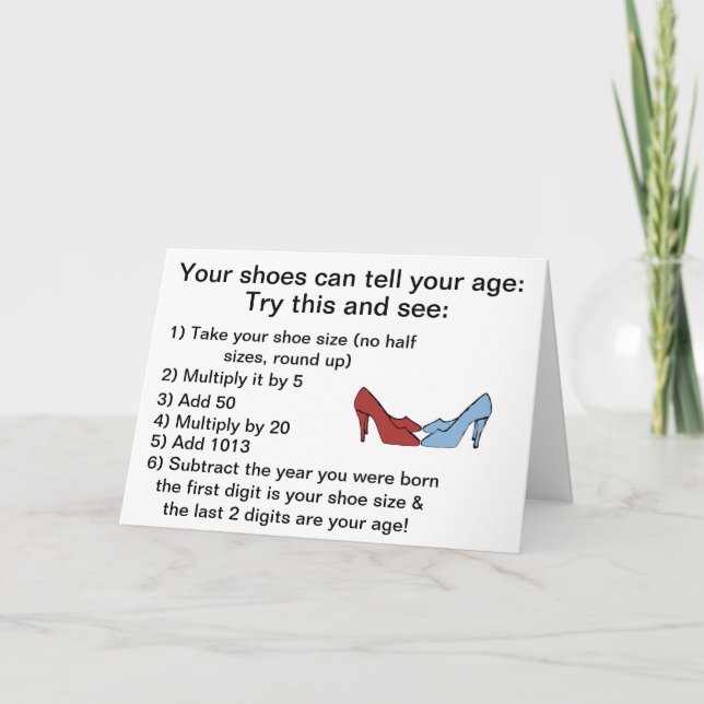 Your shoes can tell your age Birthday Card (Front)