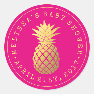 Your Shower | Elegant Golden Pineapple Classic Round Sticker