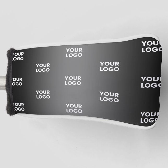 Your Simple Repeating Logo | Black & Grey Gradient Golf Head Cover (Front)