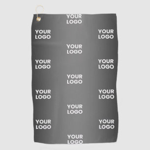 Your Simple Repeating Logo   Black & Grey Gradient Golf Towel