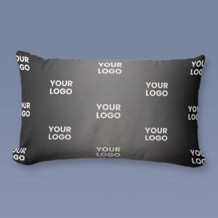Your Simple Repeating Logo   Black & Grey Gradient Lumbar Pillow