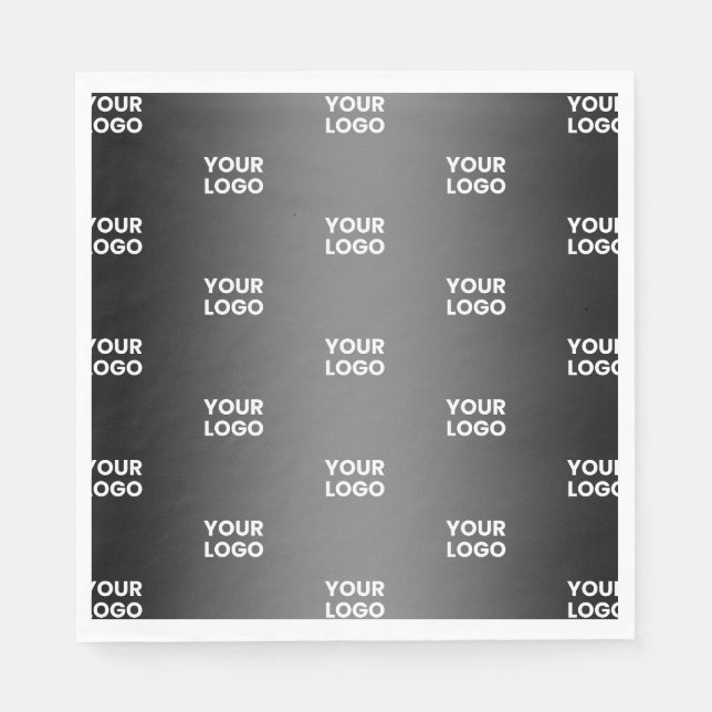 Your Simple Repeating Logo | Black & Grey Gradient Napkin (Front)
