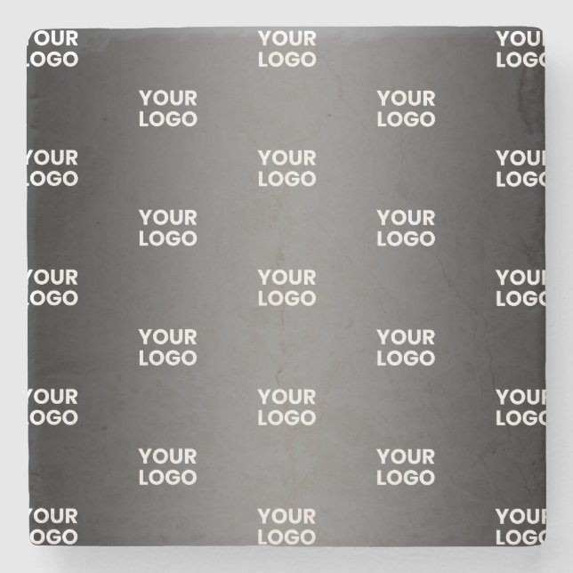 Your Simple Repeating Logo | Black & Grey Gradient Stone Coaster (Front)