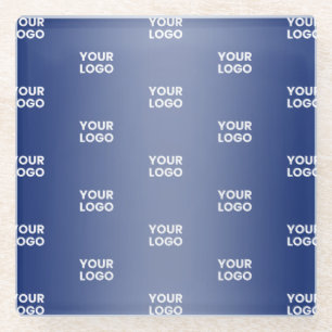 Your Simple Repeating Logo   Blue Gradient Glass Coaster
