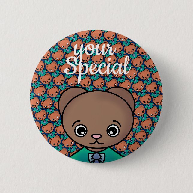 Your Special Cute Brown Bear Fun 2 Inch Round Button (Front)