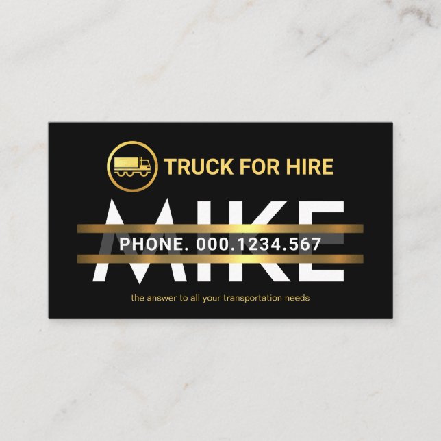 Your Special Name Gold Truck Lines Business Card (Front)