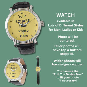 Your Square Train Photo Men Ladies Kids Watch