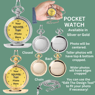 Your Square Train Photo Pocket Watch