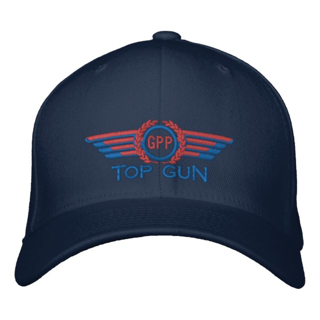 Your Star Monogram Aviation Laurels Pilot Wings Embroidered Hat (Front)