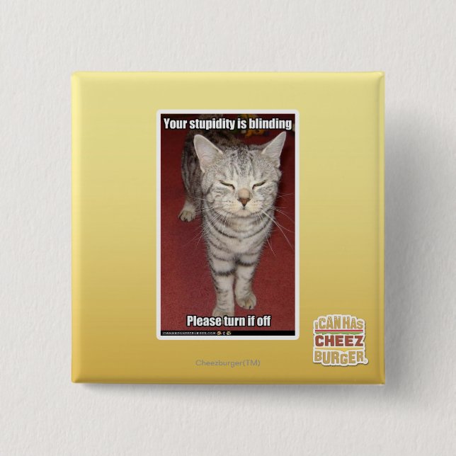 Your stupidity is blinding 2 inch square button (Front)