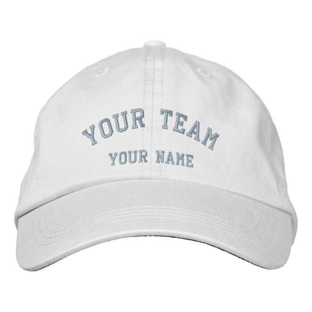 Your Team Embroidered White/Baby Blue Cap Template (Front)