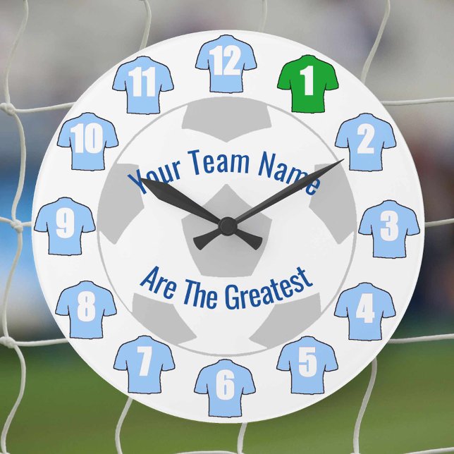 Your Team Name Football Clock - Light Blue Shirts (Creator Uploaded)