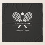 Your Tennis Club Name Team Coach Black Custom Scarf<br><div class="desc">Elevate your tennis spirit with our personalized club members swag, featuring tennis rackets and ball motif that can be customized to match your team's vibrant colours. This stylish and practical accessory is perfect for showcasing your swag or adding a touch of courtside flair to your home or court. Make a...</div>