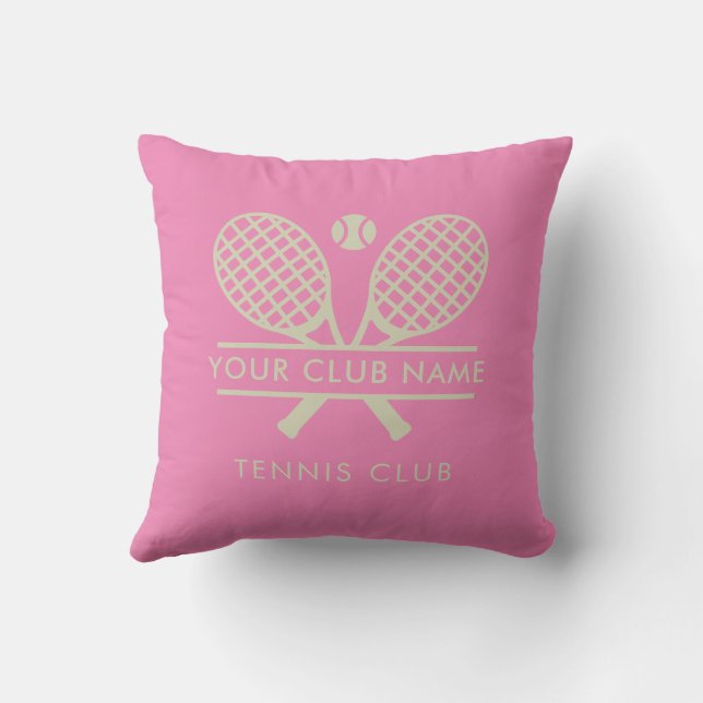 Your Tennis Country Club Name Rackets Motif Custom Throw Pillow (Back)