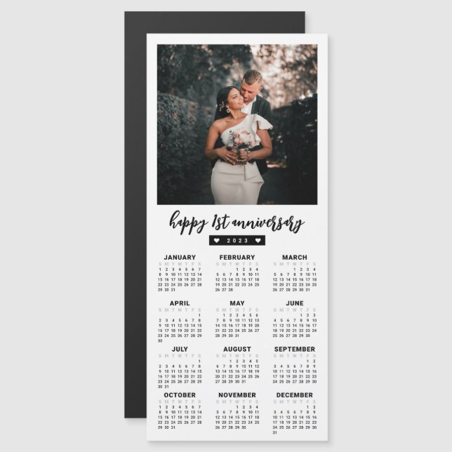Your Text 2023 Retro Photo Frame Calendar Magnet (Front/Back)