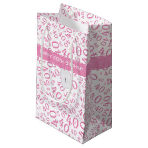 Your Text: 40th Pink Random Number Pattern Small Gift Bag
