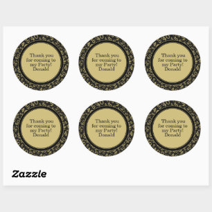 Your Text 40th Random Number Pattern Black/Gold Classic Round Sticker