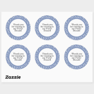 Your Text 45th Random Number Pattern Blue/White Classic Round Sticker