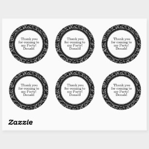 Your Text 50th Random Number Pattern Black/White Classic Round Sticker