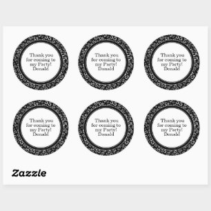 Your Text 55th Random Number Pattern Black/White Classic Round Sticker
