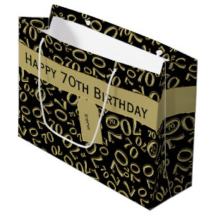 Your text: 70th Birthday Black/Gold Number 70 Large Gift Bag