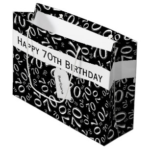 Your text: 70th Birthday Black/White Number 70 Large Gift Bag