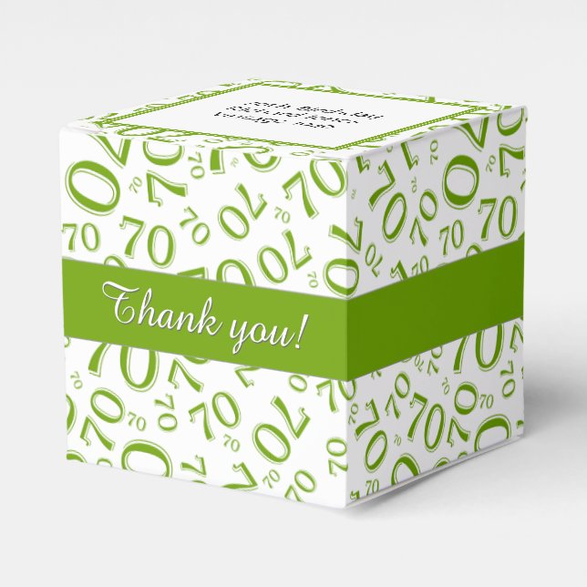 Your Text 70th Birthday Number Pattern Green/White Favor Box (Front Side)